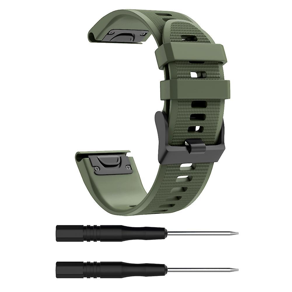 Fairnull 26mm Replacement Silicone Watch Strap Band for Garmin Fenix 6 Pro 5X Puls 3 HR Army Green