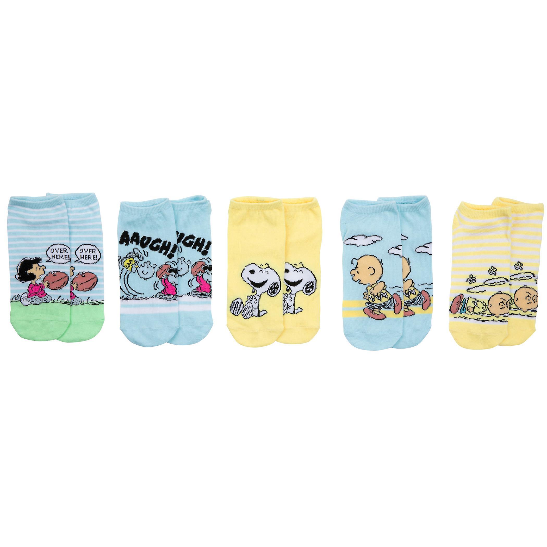 Cartoons Peanuts Striped No Show Socks 5-Pack Multi-Color