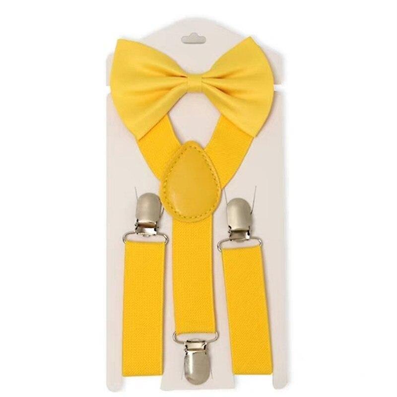 Slowmoose Children Belt Bowtie Set- Baby / Suspenders Clip-on Y-back Braces Bow Tie yellow