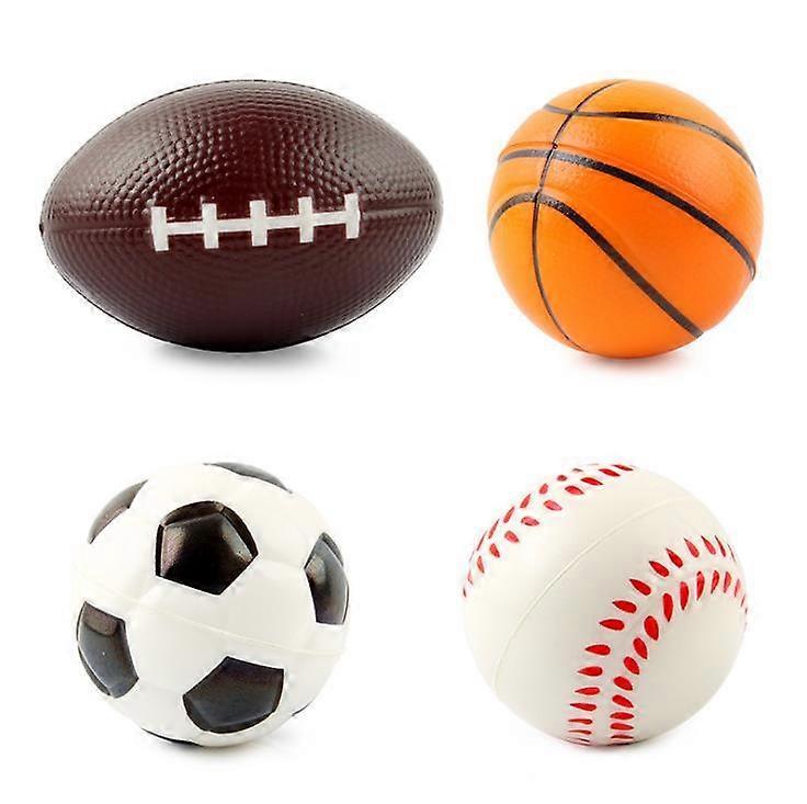 Ubiuo Grip Ball Rugby Basketball Football Foam Ball, Set of 4 Balls for Toddlers Soft Soccer Ball, Basketball, and Rugby for Kids