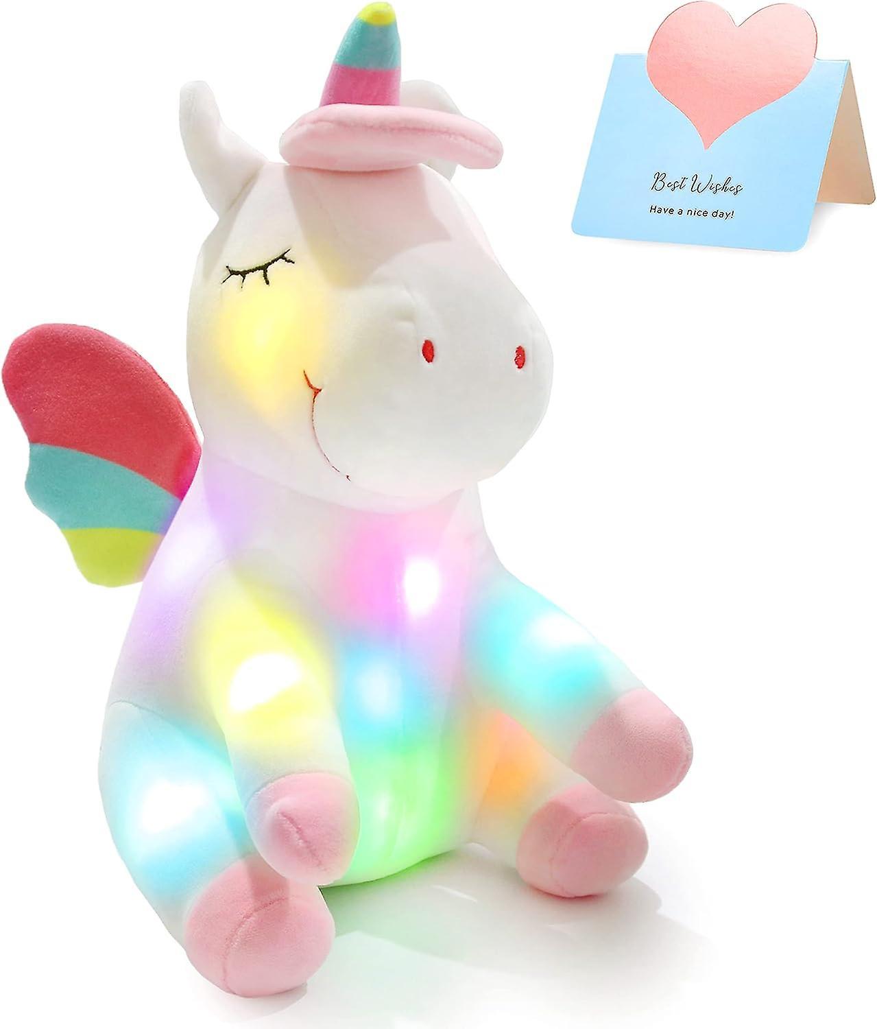 Heyone 12'' Light up Unicorn Stuffed Animal Soft Plush Toy with Colorful LED Night Lights Glowing Birthday Children's Day Valentine's Day