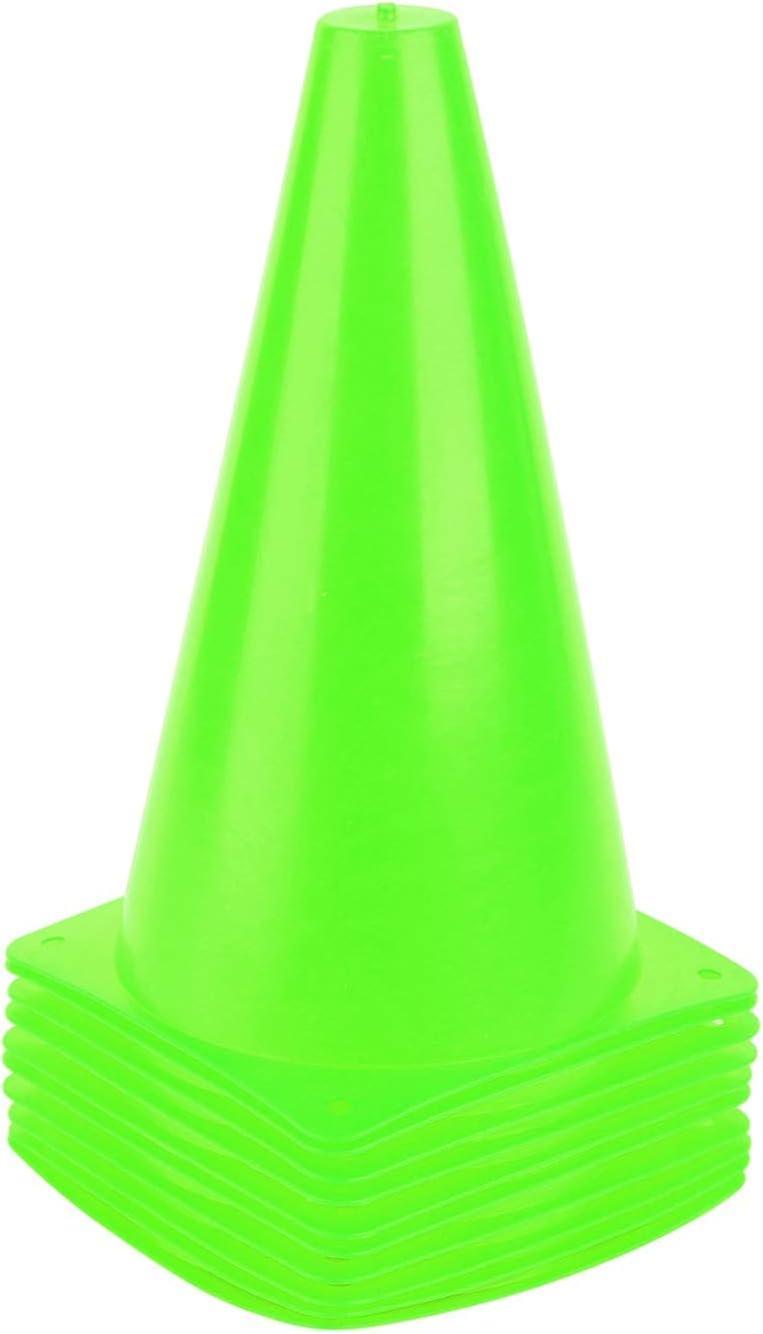 Xiti 10 Pack 9 Inch Plastic Training Traffic Cones, Green,Sport Cones, Agility Field Marker Cones for Soccer Basketball Football Drills Training, O...