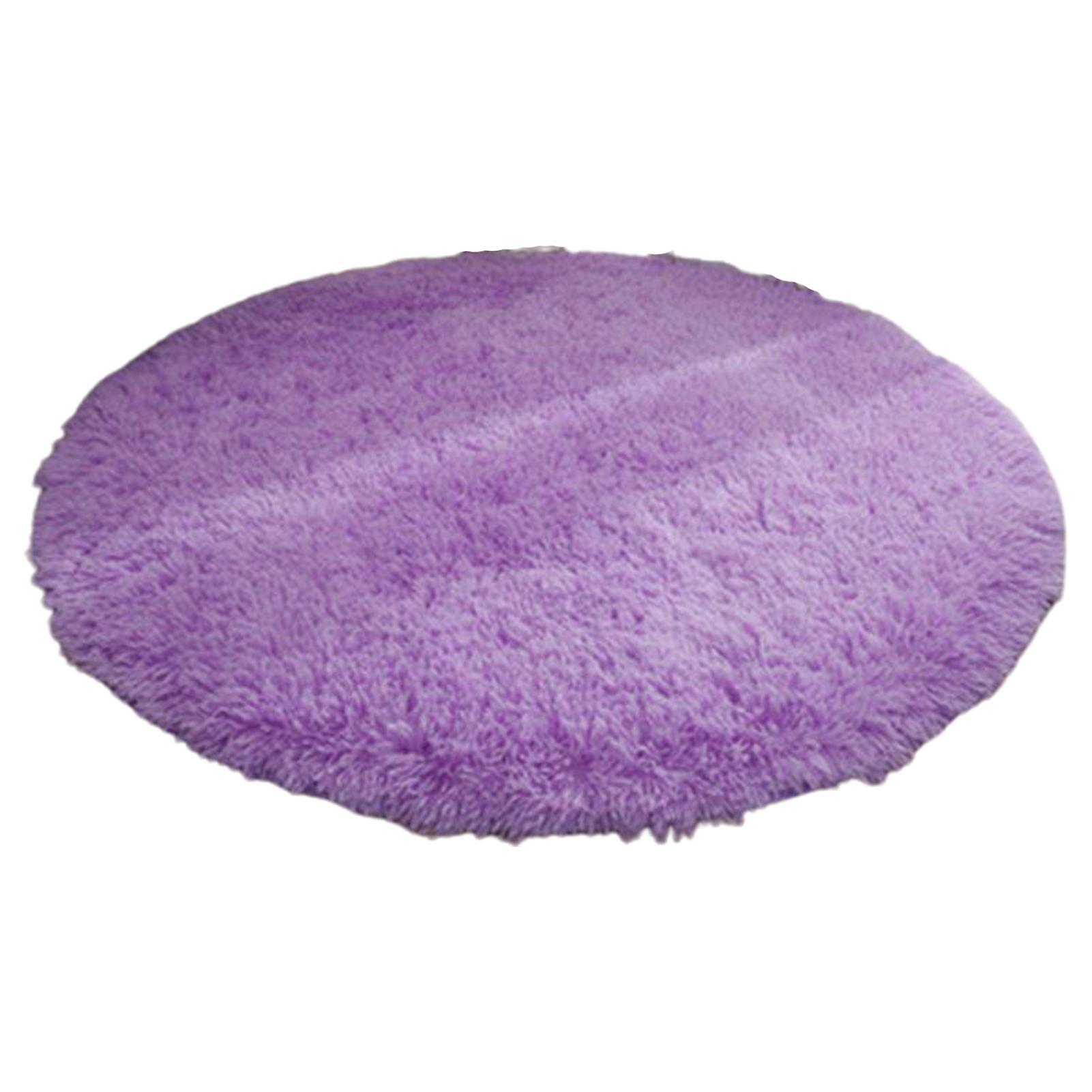 Sinknap Bedroom Luxury Round Fluffy Area Rug Super Soft Wear Resistant Non-slip Design Circle Rug Floor Carpet Purple 60cm