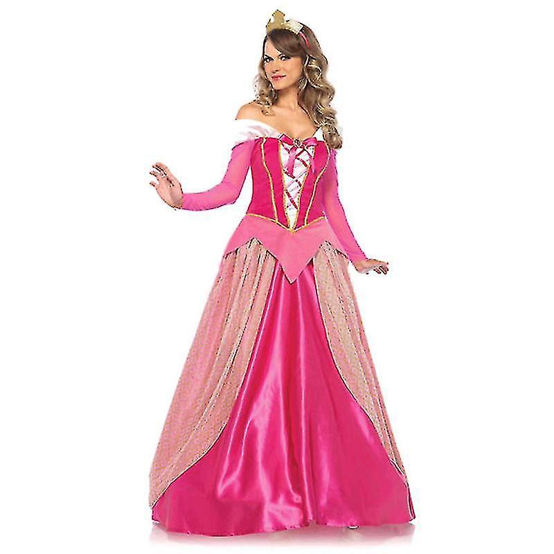 Ssylune Adult Aurora Princess Dress Costume Womens Halloween Cosplay Gown Pink S