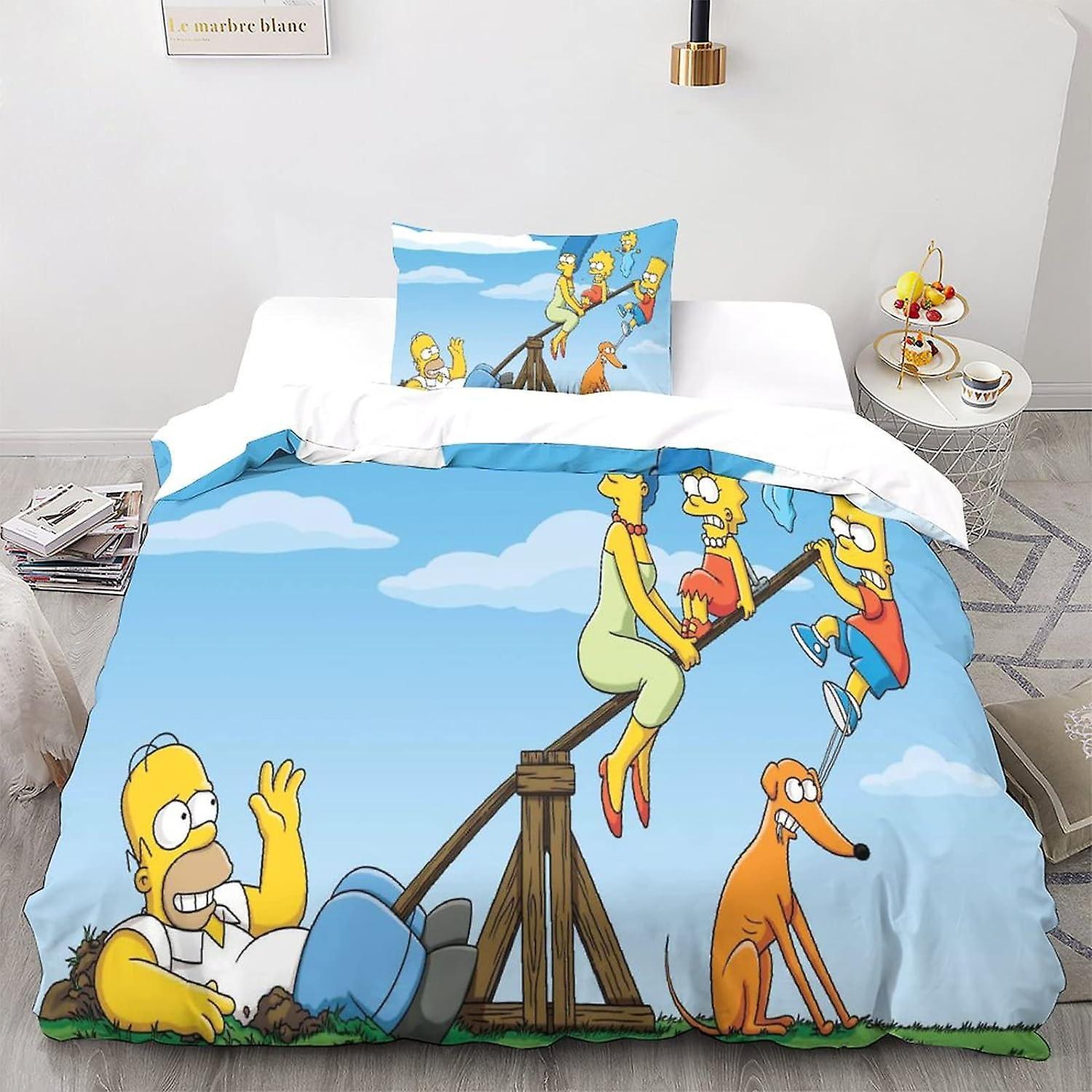 Kerota The_Simpsons Duvet Cover Pieces Bedding Set,D Animation Animation Characters Printed Adult Child Microfiber Bedding Set with Duvet Covers 13...