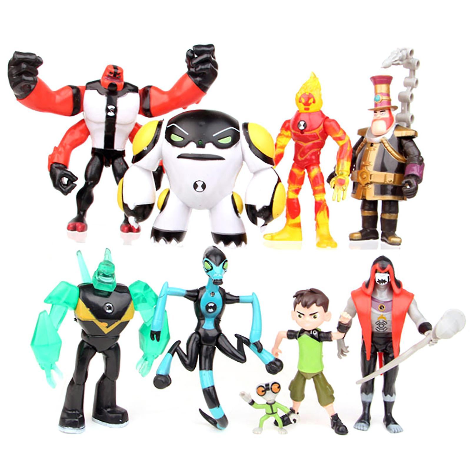 Somerway 9Pcs Ben 10 Kineceleran Heatblast LED Action Figures Kids Toy Gift Desk Decor