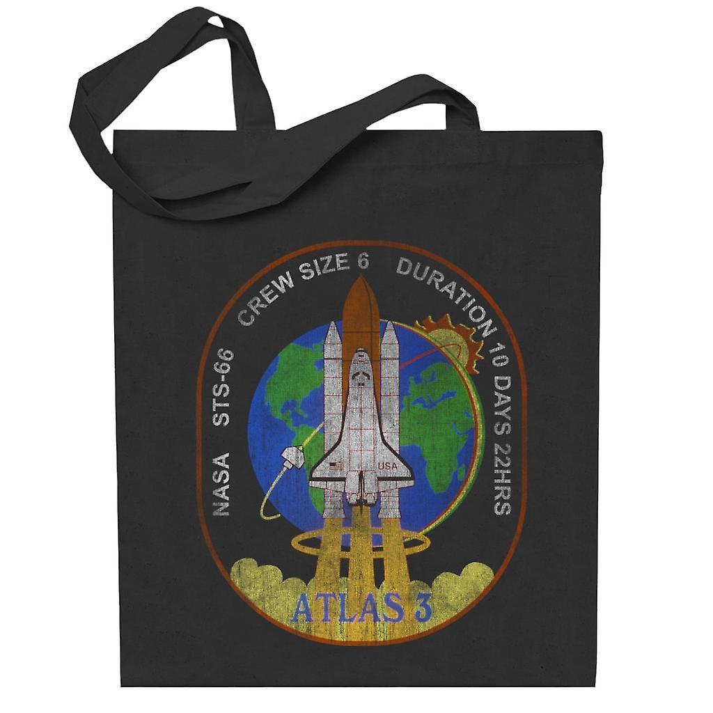 NASA STS 66 Atlantis Mission Badge Distressed Totebag Black 38 x 42 cm