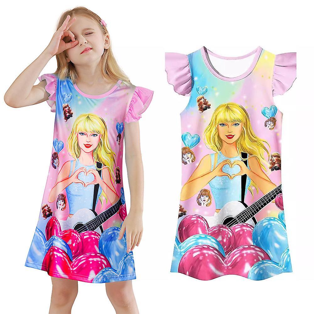 Manchalk 2024 Kids Girls Taylor Swift Cartoon Sleepwear Nightwear Pyjamas PJs Nightie Nightdress Age 5-10Years 7-8 Years