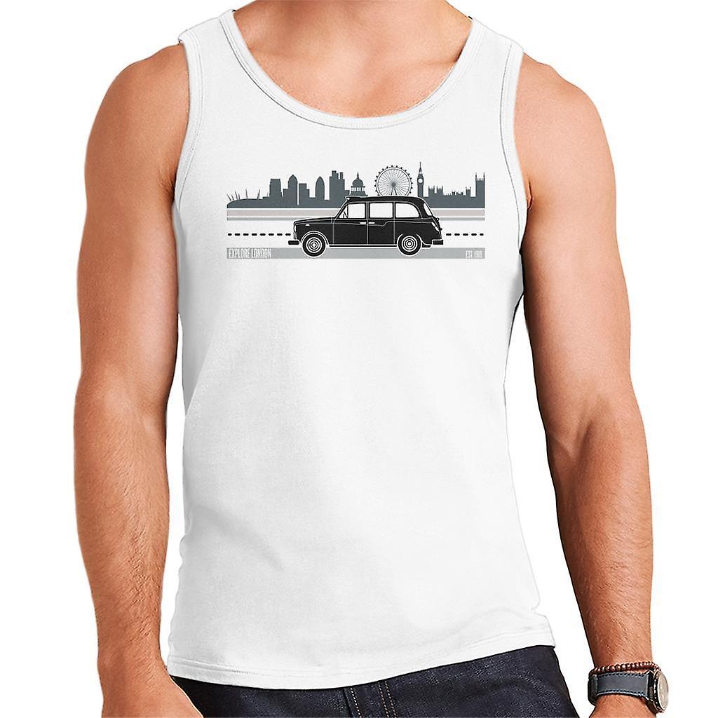 London Taxi Company TX4 Driving Along The City Men's Vest White Medium