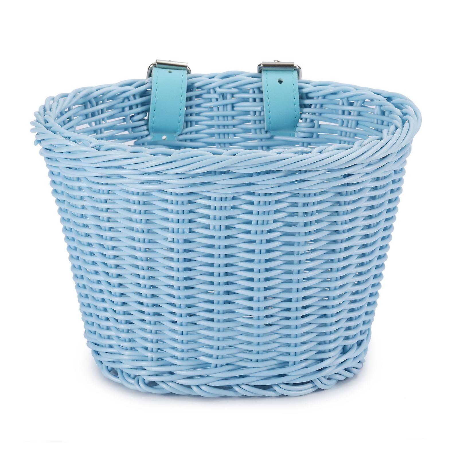 Sinknap Hand-woven Bicycle Basket Large Capacity Strong Load-bearing Easy Installation Handlebar Bike Front Basket Replacement Sky Blue