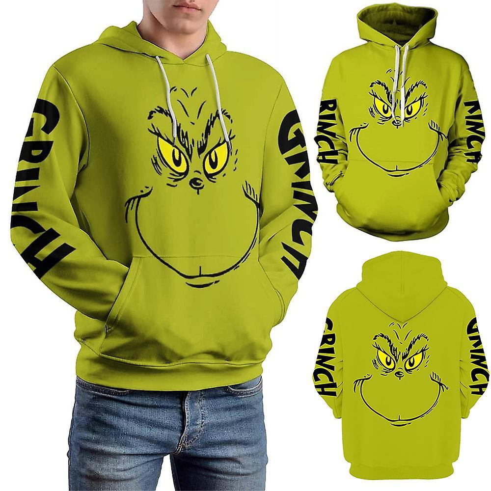 Ochime Christmas The Grinch 3d Print Hoodies Men Women Hooded Sweatshirt Green Monster Pullover Jumper Casual Tops L