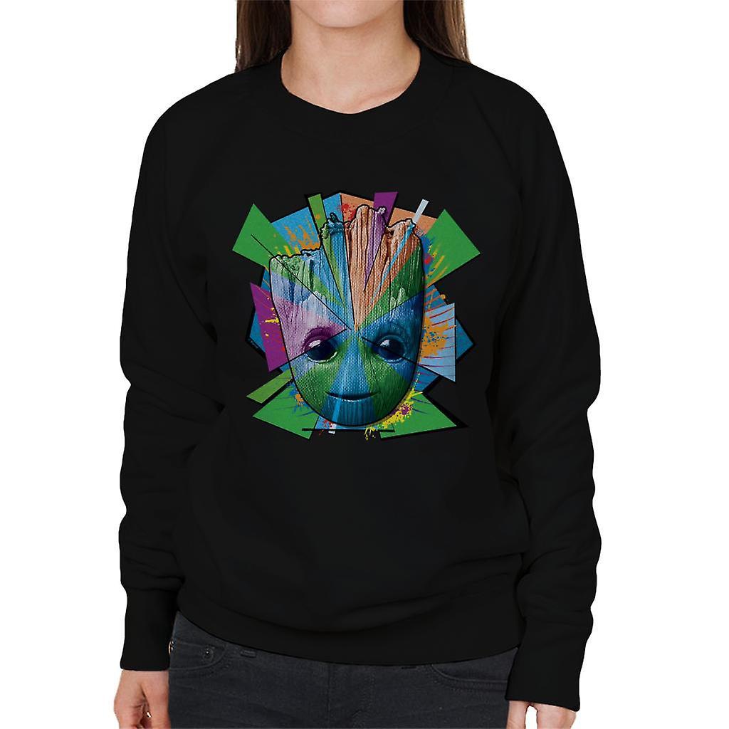 Marvel Guardians Of The Galaxy Vol 2 Groot Splatter Women's Sweatshirt Black X-Large