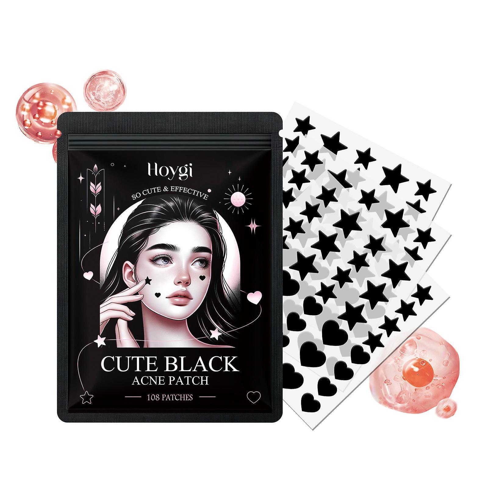 Fruushop Acnes Patch Pimple Patch Black Star and Heart Shaped Acnes Absorbing Cover Patch Hydrocolloid Acnes Patches for Face Zit Patch Pimple Stic...