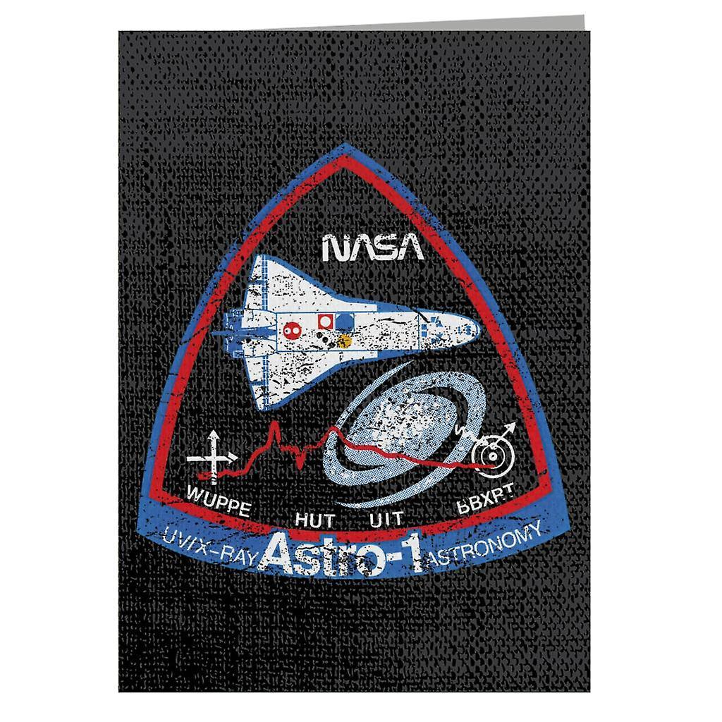 NASA ASTRO 1 Observatory STS 35 Mission Badge Distressed Greeting Card Black 14.5 x 21cm