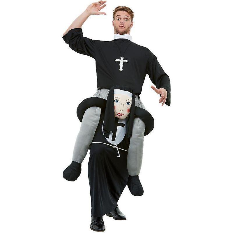 Smiffys Piggyback nun costume adult black mens