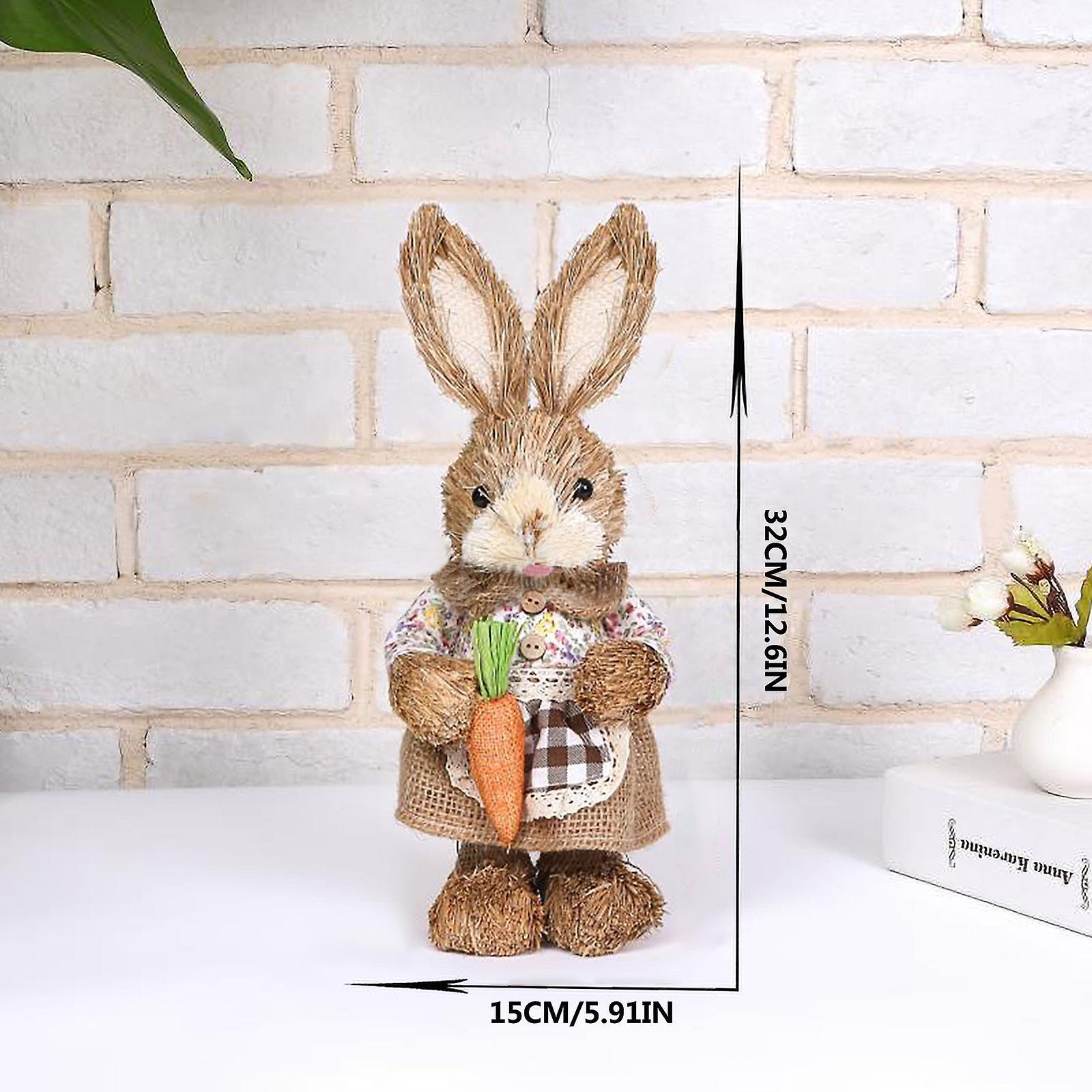 unbrand Easter Simulation Bunny Home Garden Bunny Decoration Creative Straw Bunny NUO0544 C