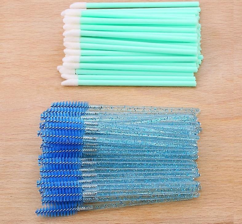 Slowmoose Disposable Mascara Makeup Brushes - Eyelash Extension Tool Green and Blue 50pc