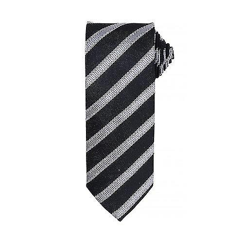 Premier Mens Waffle Stripe Formal Business Tie (Pack of 2) Silver/Dark Grey One Size