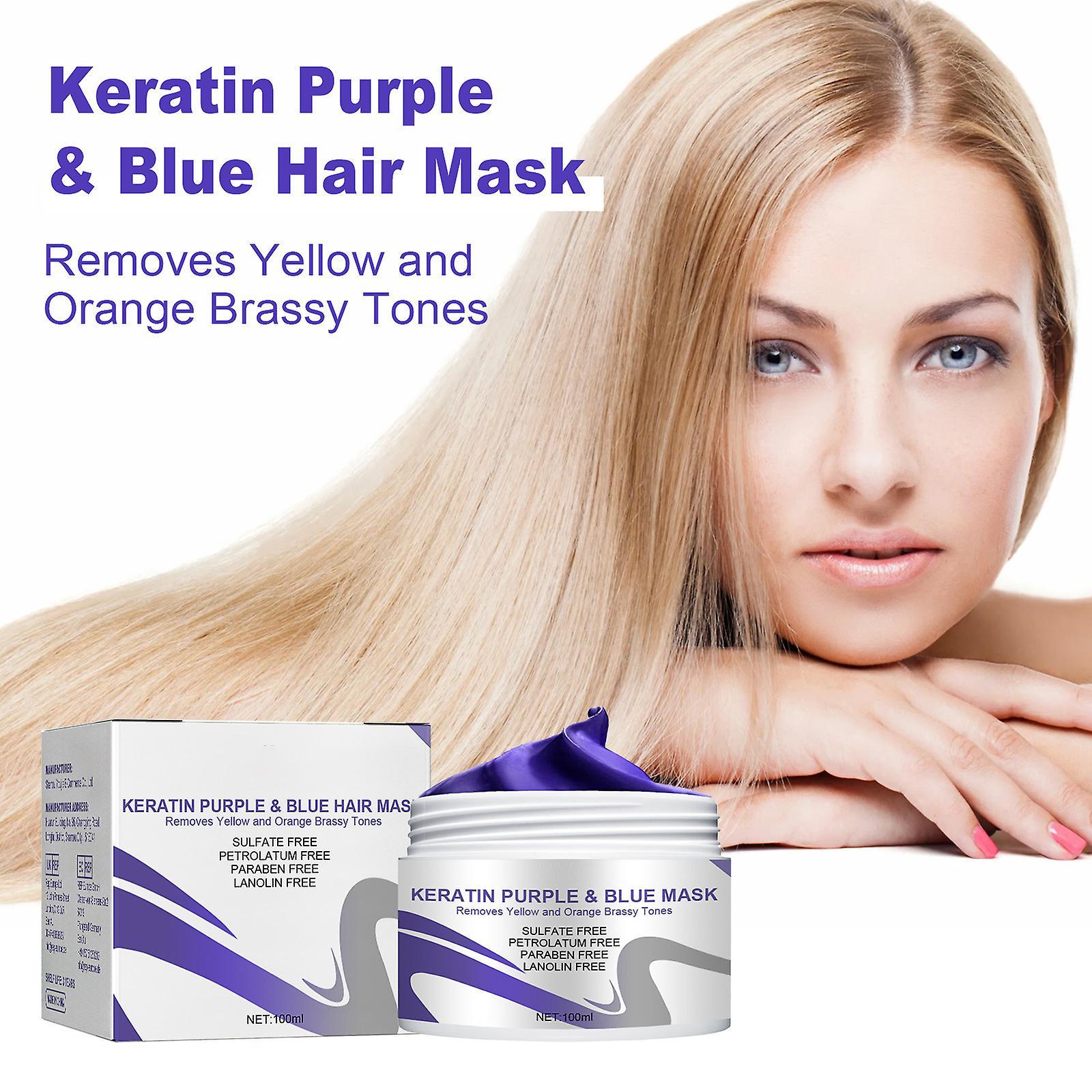 Frusde Keratin Purple Hair Mask, Keratin Purple & Blue Hair Mask, Protein Deep Conditioner Treatment For Dry And Damaged Hair 2Pcs