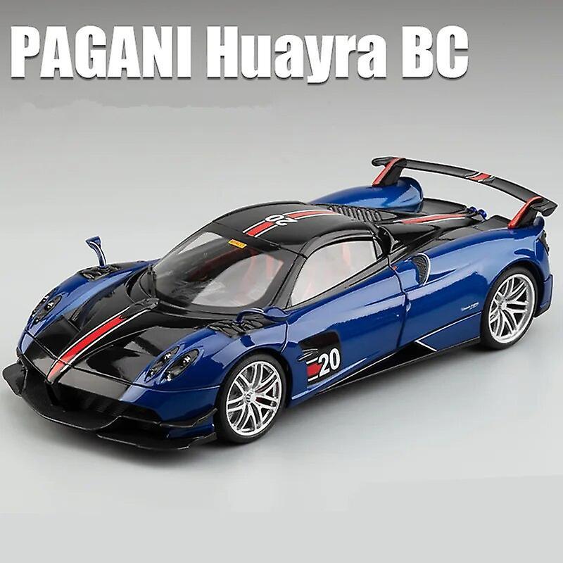 Ninesun New 1/18 Pagani Huayra BC Alloy Sports Car Model Diecast Metal Racing Car Vehicle Model Sound and Light Simulation Kids Toy Gift Blue