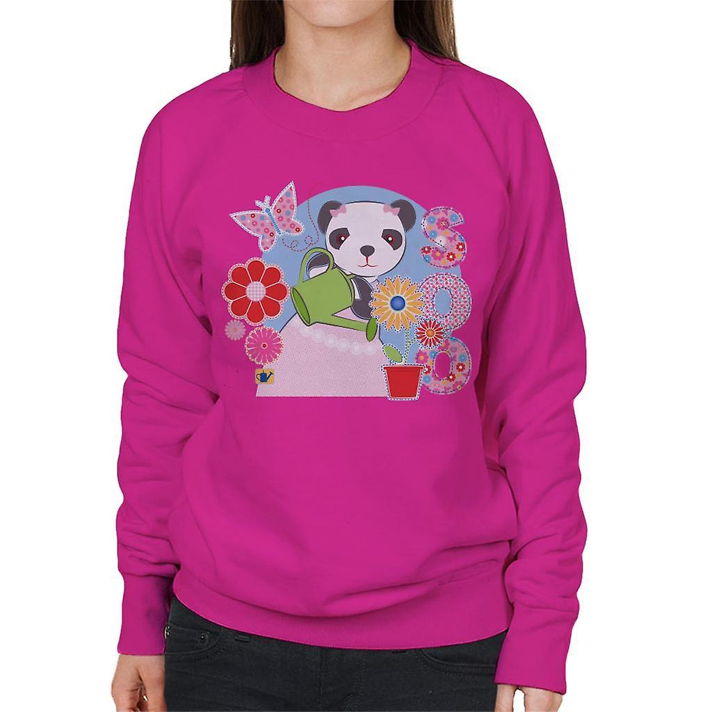 Sooty Soo Watering Flowers Women's Sweatshirt Hot Pink Large