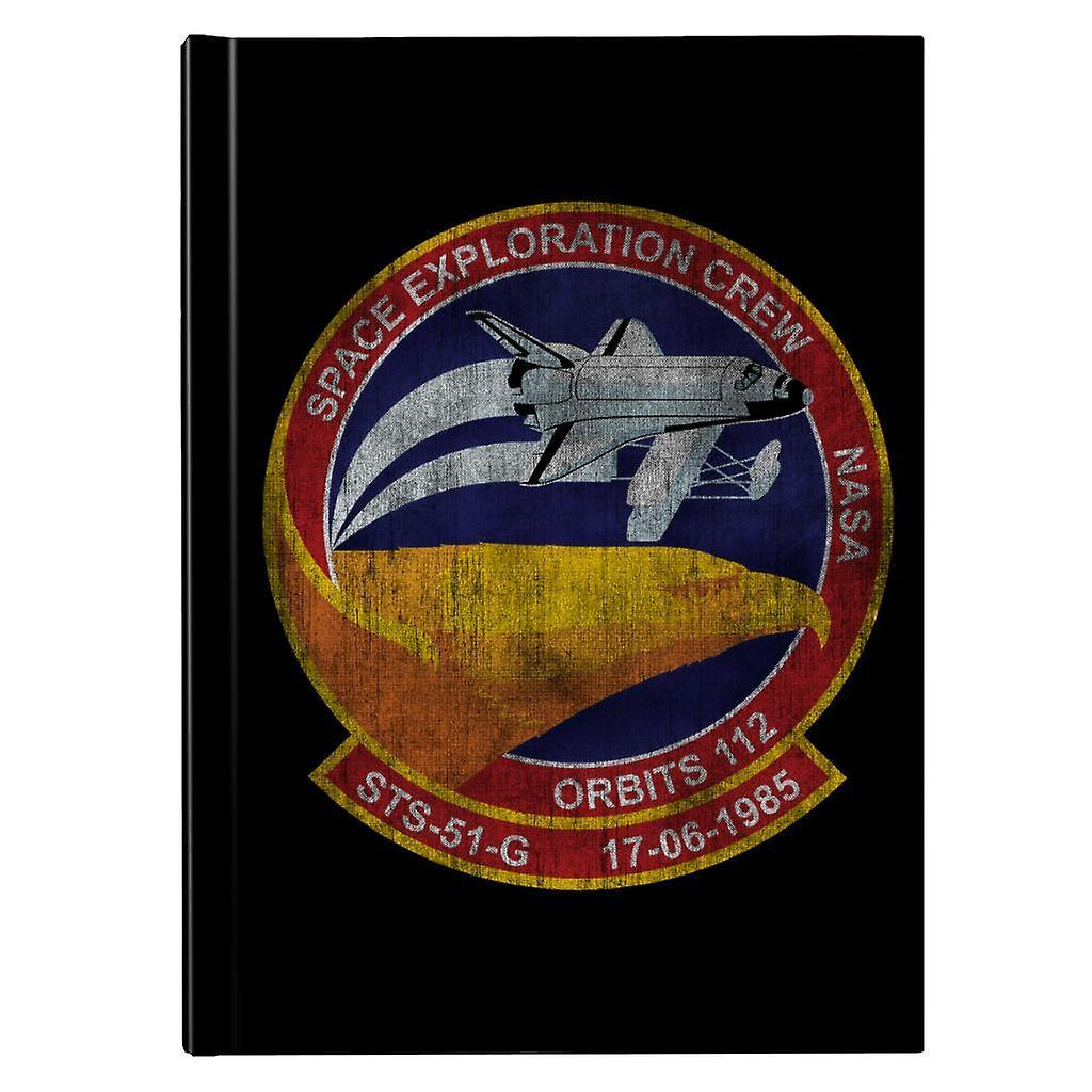 NASA STS 51 G Discovery Mission Badge Distressed Hardback Journal Black 13 x 18.5 cm