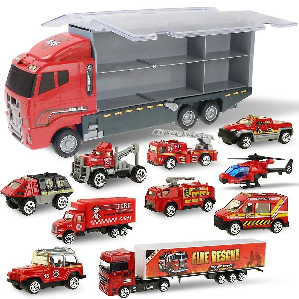 Slowmoose Mini Diecast Alloy Car 2 In1 Model Engineering Vehicles Carrier Truck With Red C