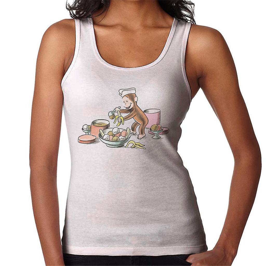 Curious George Ice Cream And Bananas Women's Vest White Medium