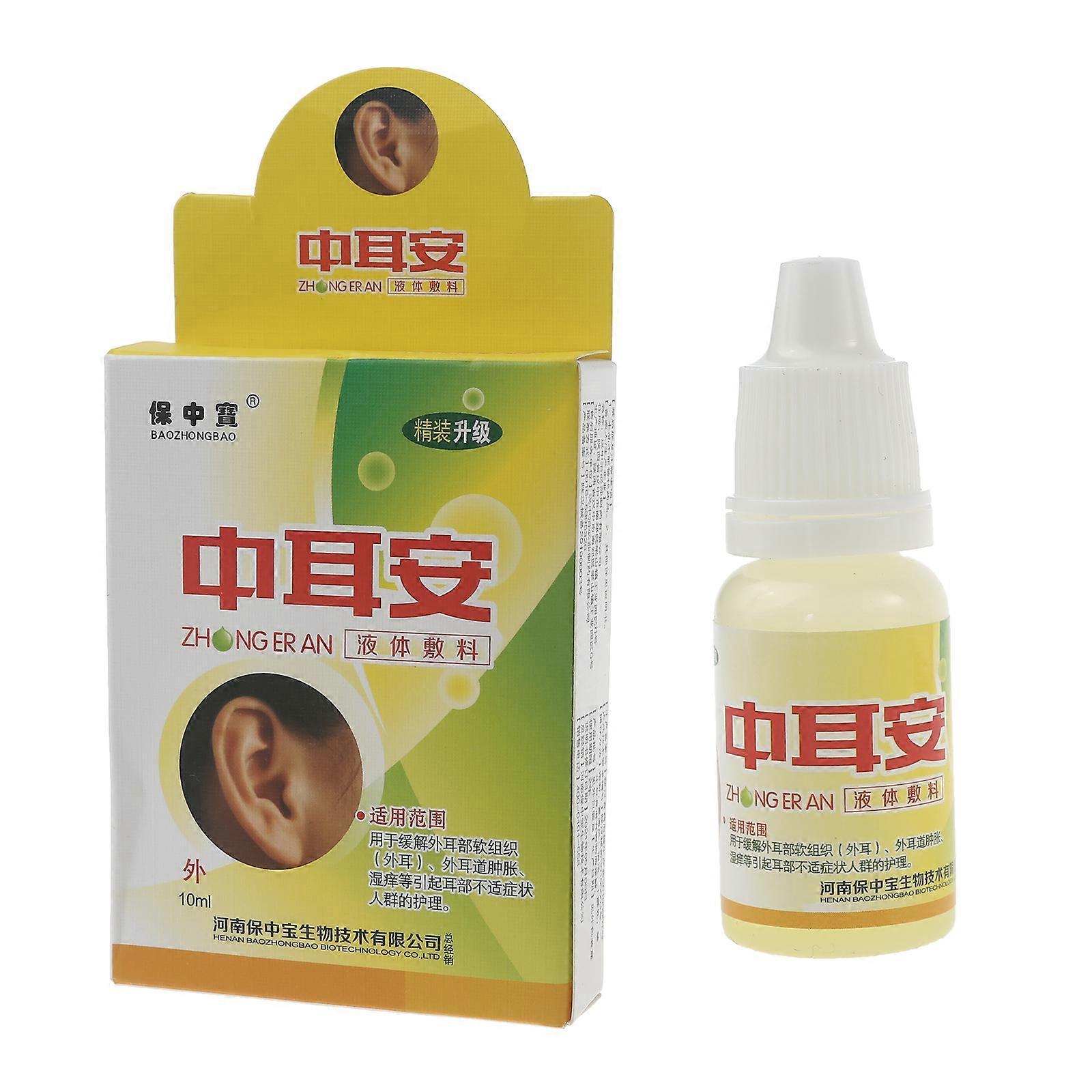 unbrand 10ml Chinese Herbal Ear Nourishing Drops Acute Otitis Media Tinnitus Deafness Antibacterial Pain Relief Cleaning Liquid