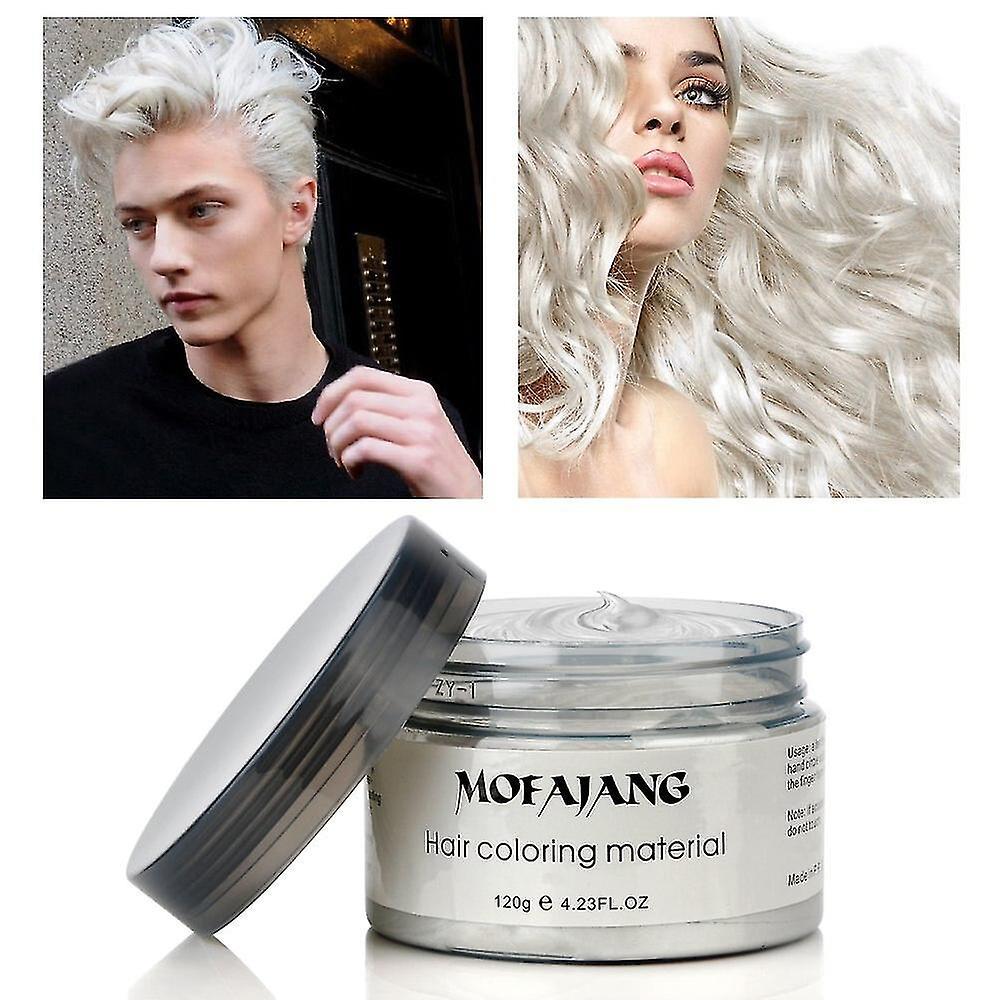 Le Contente Temporary Hair Color Wax Disposable Hair Coloring Cream Mud Natural Hair Styling Clays Dye White