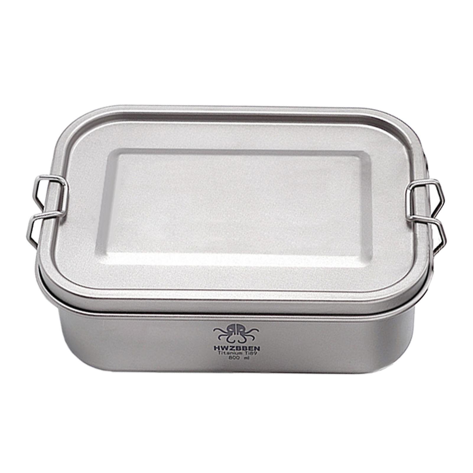 Hwzbben Camping Bento Box Titanium Bento Box Outdoor 800ml Lunch Box Rectangle Food Storage Container