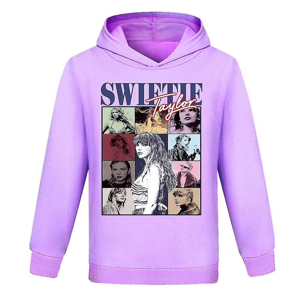 Shinestar Pop Taylor Swiftie Hoodie Hooded Sweatshirt Kids Boys Girls Long Sleeve Pullover Jumper Casual Tops Xmas Gift Purple 13-14 Years