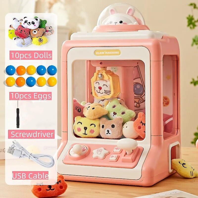 Claw Doll Machine Automatic Doll Machine Toy For Kids Mini Cartoon Coin Operated Play Game Claw Crane Machines With Light Music Children Toy Gifts ...