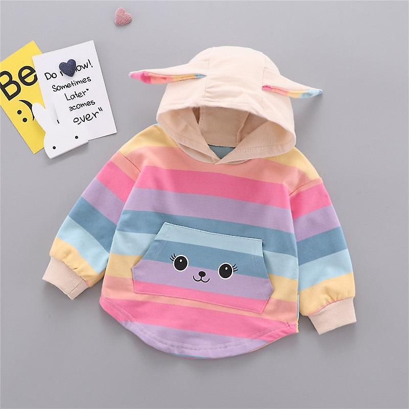 Slowmoose Autumn Baby Sweatshirt, Striped Cartoon Ear Hoodie Tops Clothes 12M