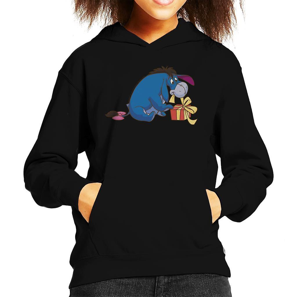 Disney Christmas Eeyore Undoing Present Kid's Hooded Sweatshirt Black X-Large (12-13 yrs)