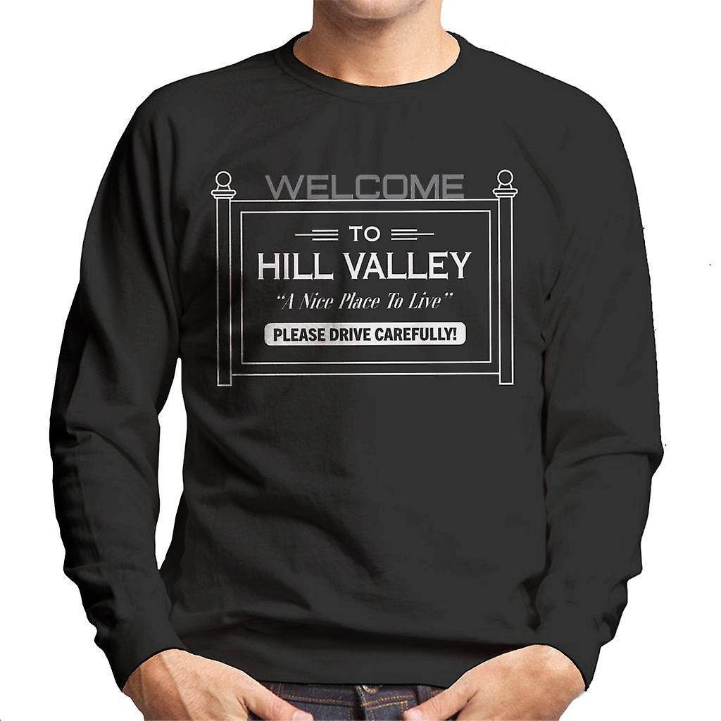 Back to the Future Welcome To Hill Valley Men's Sweatshirt Black Large