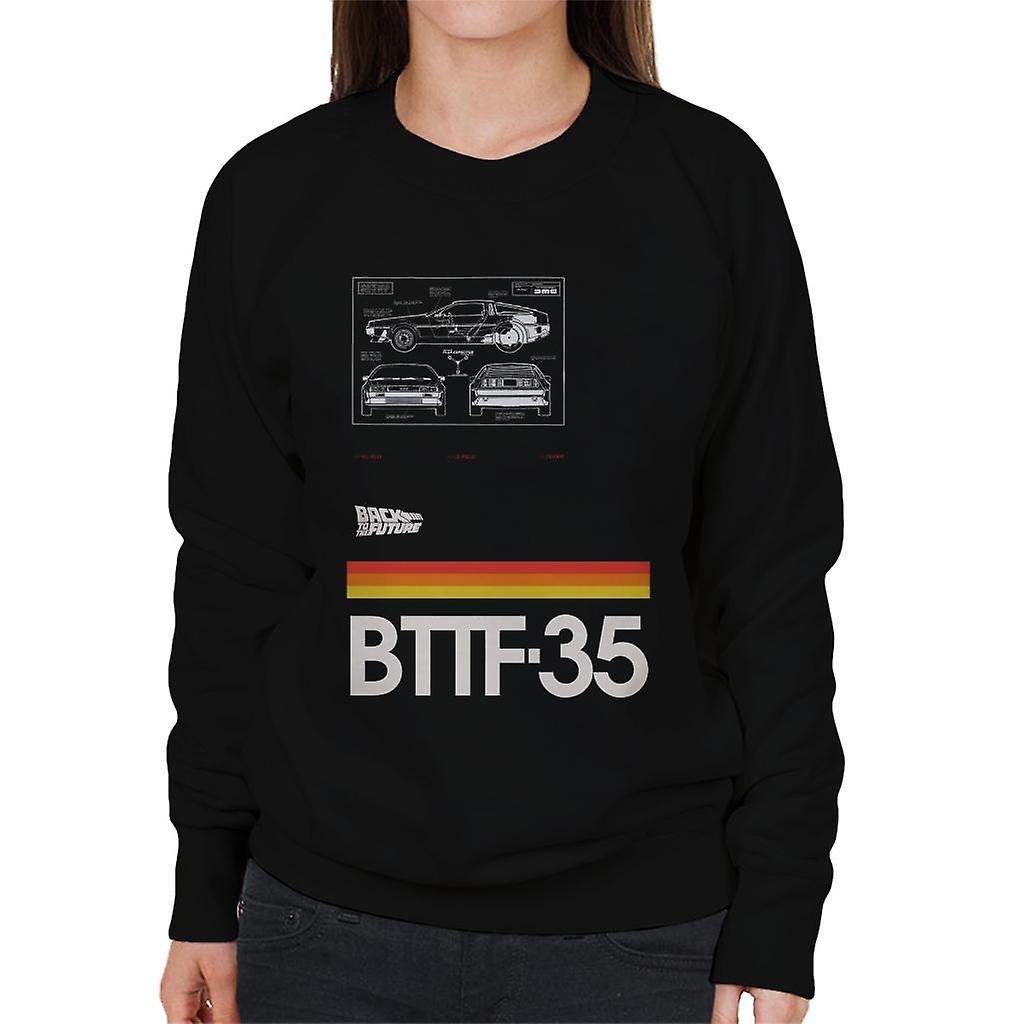 Back to the Future 35th Anniversary Delorean Notes Women's Sweatshirt Black Large