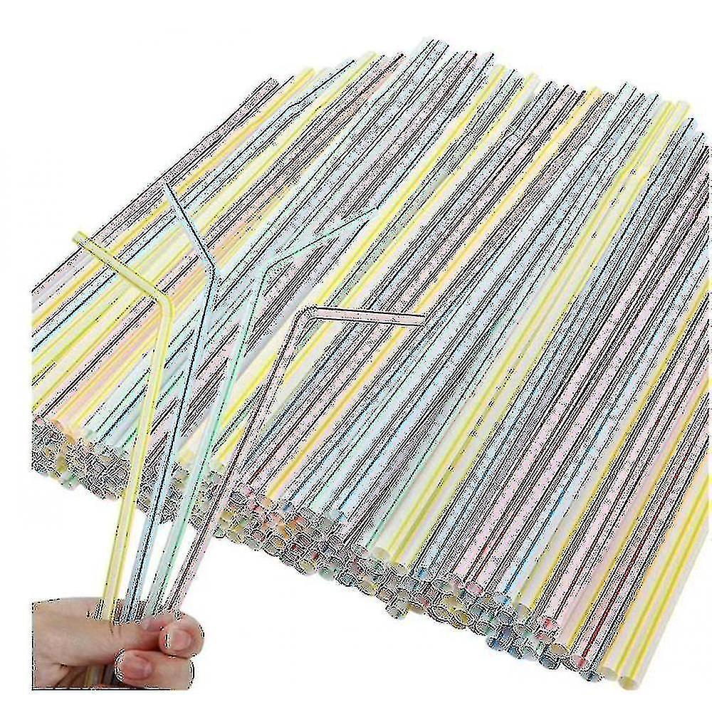 Tianzun 200 Pieces Plastic Drinking Straws 8 Inches Long Multi-colored