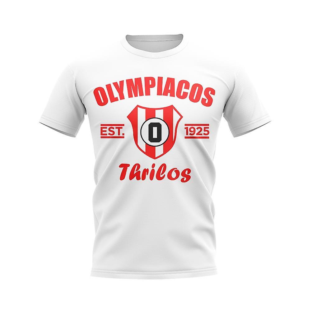 UKSoccerShop Olympiacos Established Football T-Shirt (White) Womens M (Size 12 - 34 inch Chest)