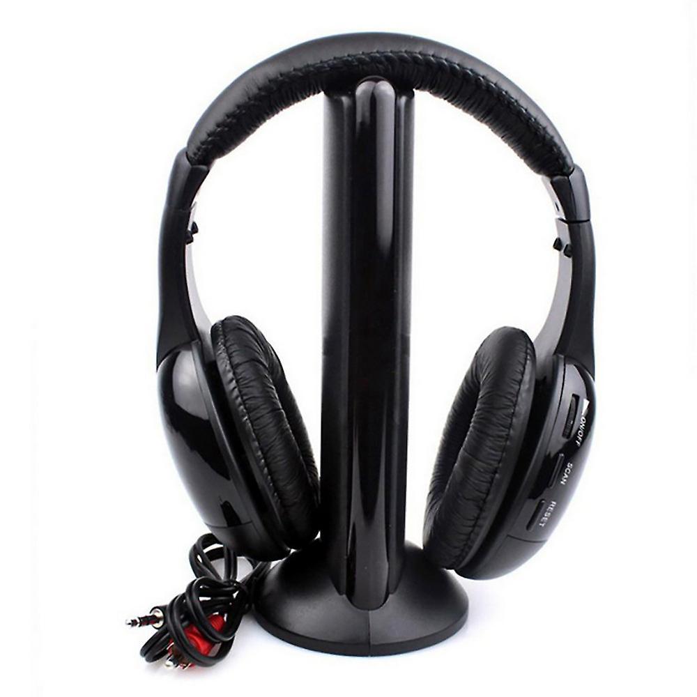 Shency 5in1 Hi-Fi Wireless Headphones Earphone Headset for PC Laptop TV FM Radio MP3 Black