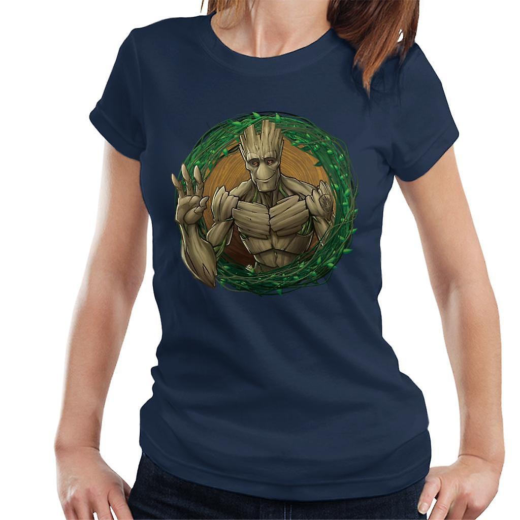 Marvel Guardians Of The Galaxy Groot Wave Women's T-Shirt Navy Blue X-Large