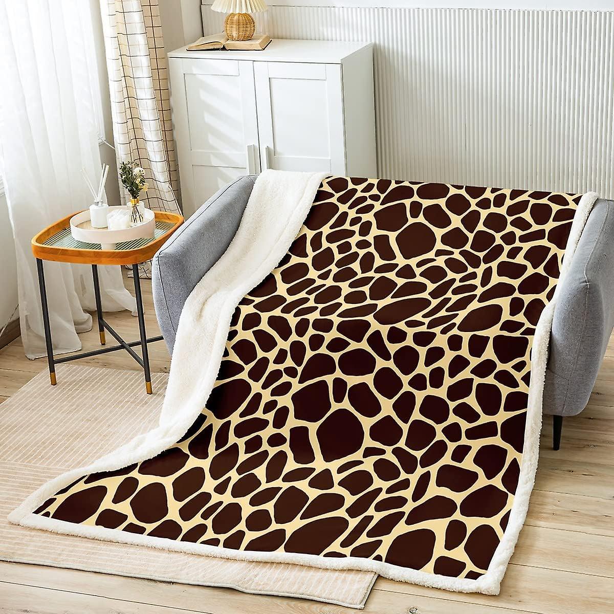 Kerota Brown Giraffe Fleece Throw Blanket Giraffe Hair Plush Blanket for Kids Boys Girls Zoo Animal Skin Sherpa Blanket Golden Brown Fur Fuzzy Blan...