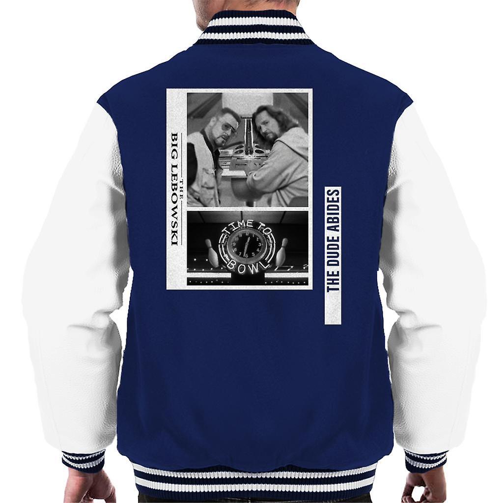 The Big Lebowski The Dude And Walter Time To Bowl Men's Varsity Jacket Navy/White XX-Large