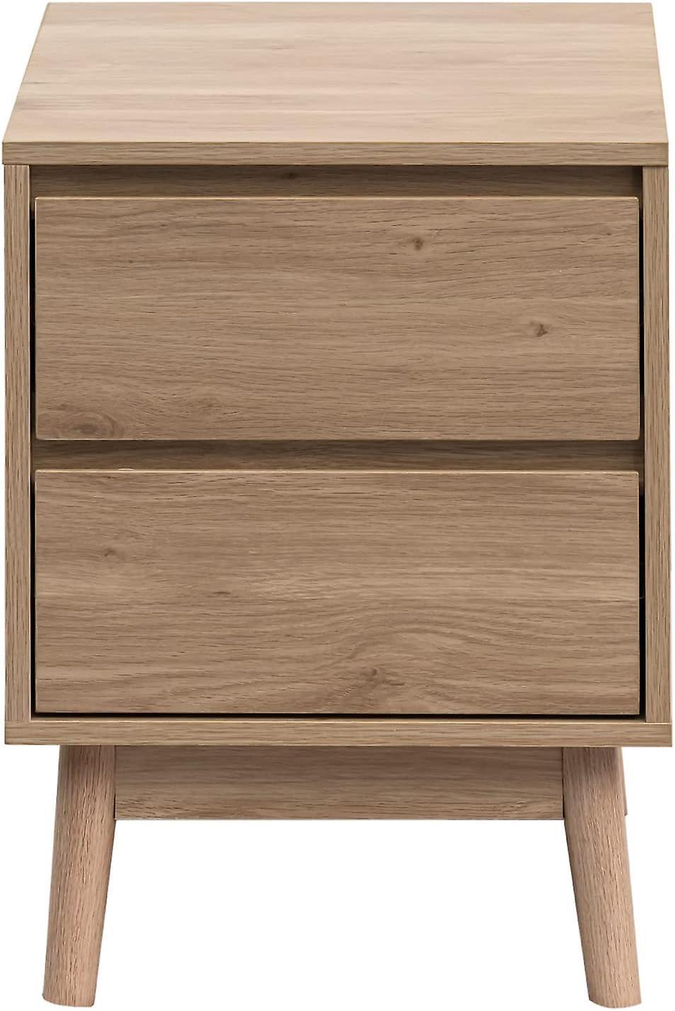 Mobili Rebecca Rebecca Furniture Bedside Table 2 Drawers Nordic Brown Wood for Bedroom 56.5x40x40 cm