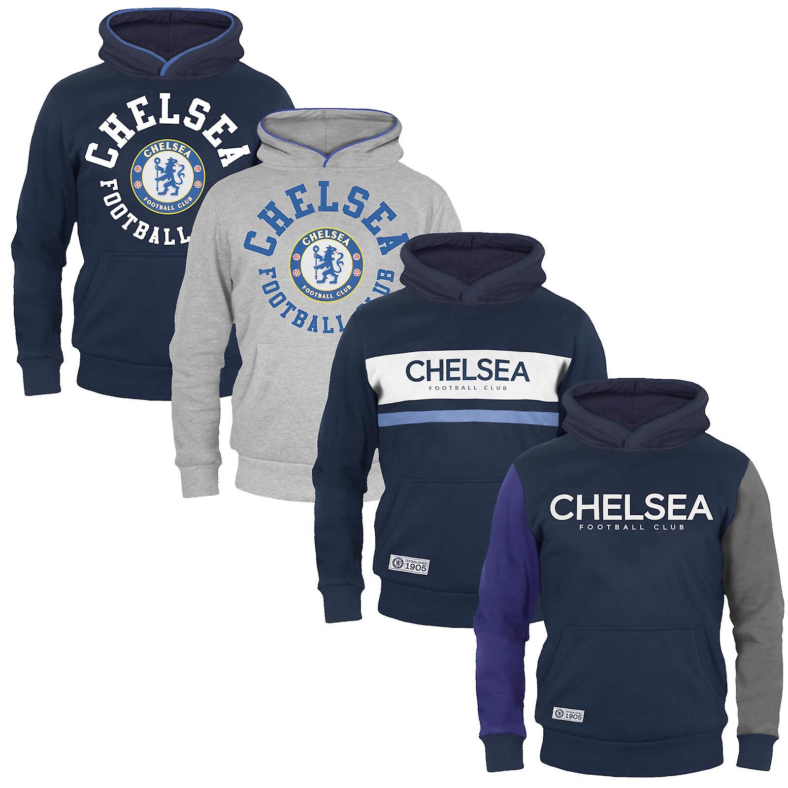 Chelsea FC Boys Hoody Fleece Graphic Kids OFFICIAL Football Gift Navy Blue 10-11 Years