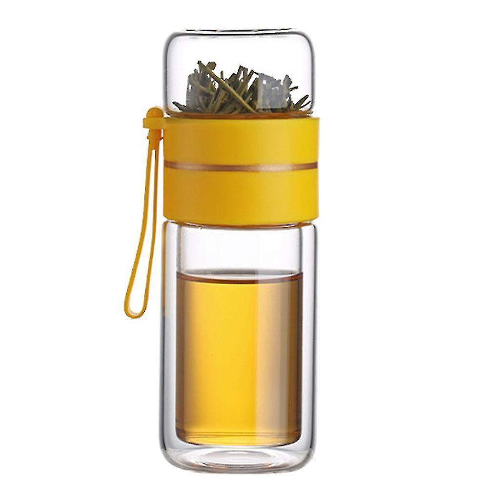 Sxbd Double Wall Glass Tea Infuser Bottle Tea Tumbler With Infuser Portable Tea Bottle For Loose Tea Travel Tea Mug With Strainer Dual-use Tea Cup ...