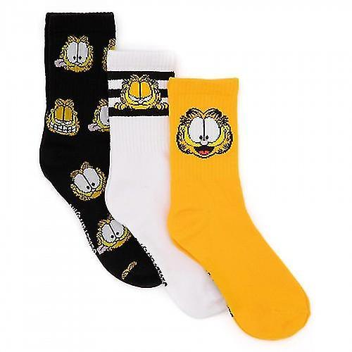 Garfield Unisex Adult Socks (Pack Of 3) Black/White/Orange 7 UK-11 UK