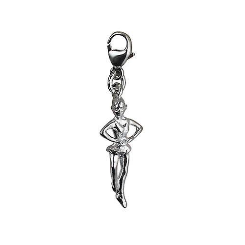 British Jewellery Workshops Silver 22x10mm Ballet Dancer Charm on a lobster trigger