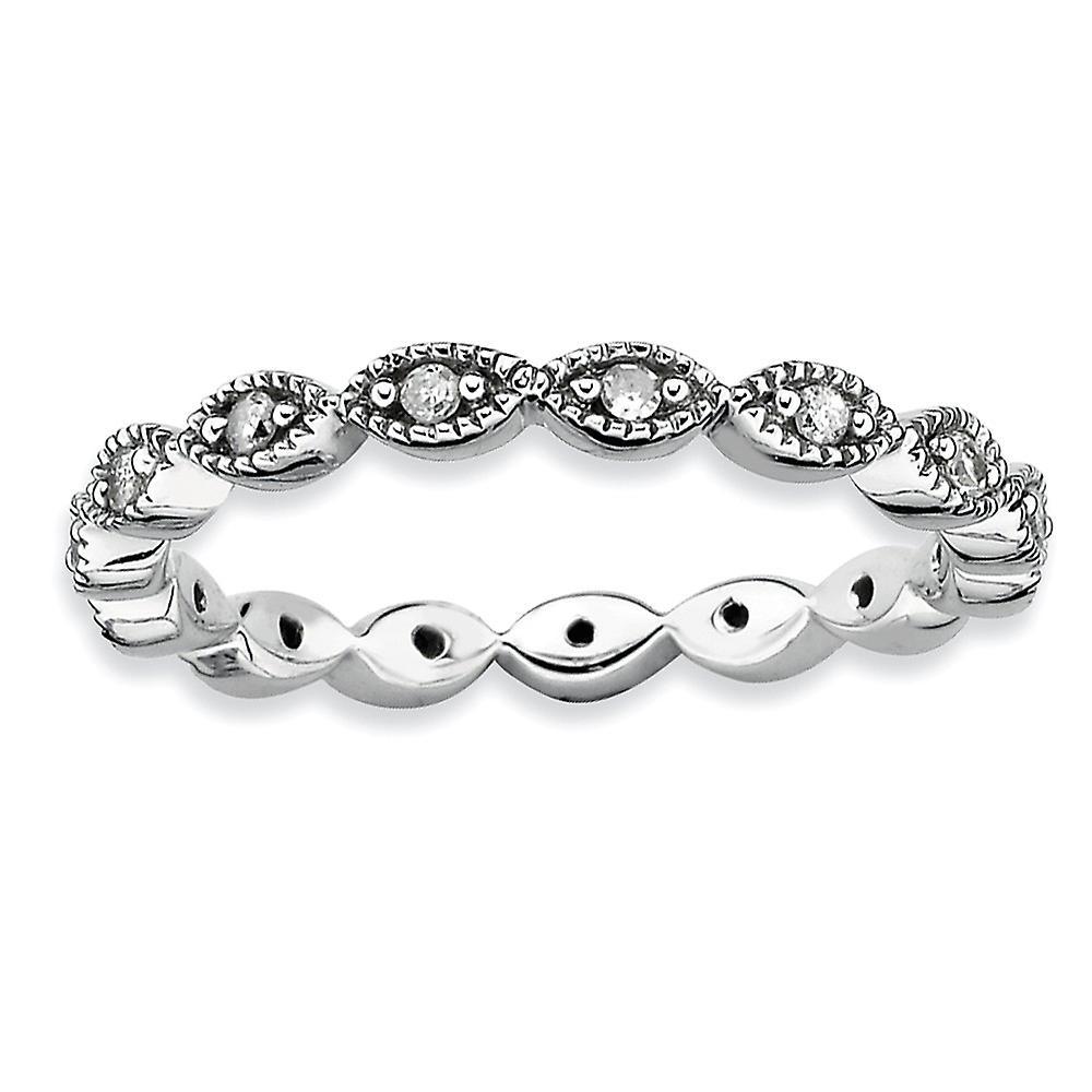 925 Sterling Silver Polished Prong set Patterned Stackable Expressions Diamond Ring Jewelry for Women - Ring Size: 5 to