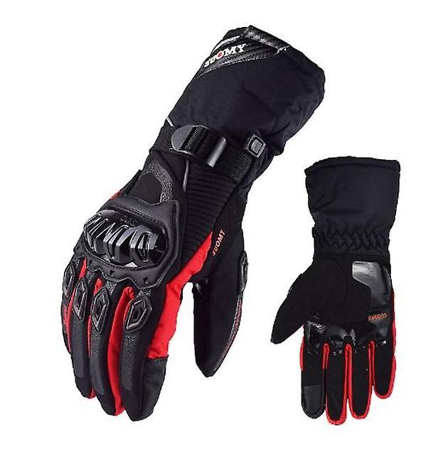 DWSM Thermo Grip Motorcycle Gloves, Thermo Grip Insulated Motorcycle Gloves, Motorcycle Winter Gloves red L